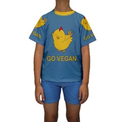 Go Vegan - Cute Chick  Kids  Short Sleeve Swimwear by Valentinaart