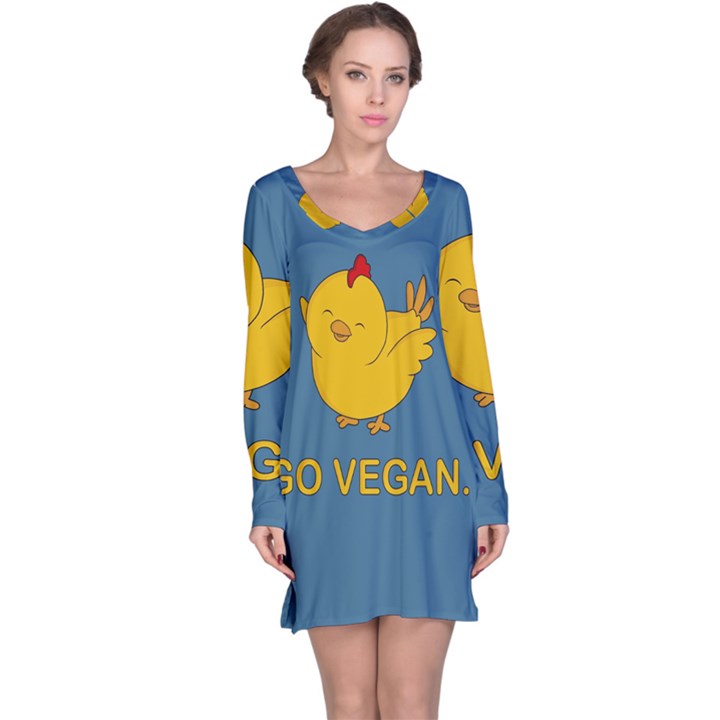 Go Vegan - Cute Chick  Long Sleeve Nightdress