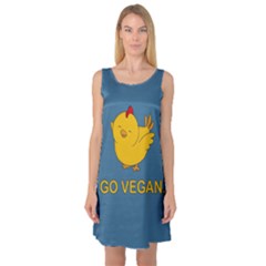 Go Vegan - Cute Chick  Sleeveless Satin Nightdress by Valentinaart