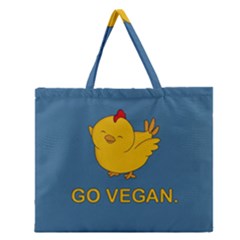 Go Vegan - Cute Chick  Zipper Large Tote Bag by Valentinaart