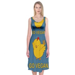 Go Vegan - Cute Chick  Midi Sleeveless Dress by Valentinaart