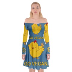 Go Vegan - Cute Chick  Off Shoulder Skater Dress by Valentinaart