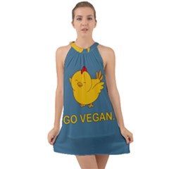 Go Vegan - Cute Chick  Halter Tie Back Chiffon Dress