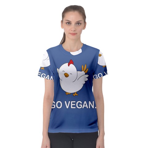 Go Vegan - Cute Chick  Women s Sport Mesh Tee by Valentinaart