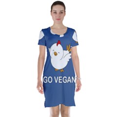 Go Vegan - Cute Chick  Short Sleeve Nightdress by Valentinaart