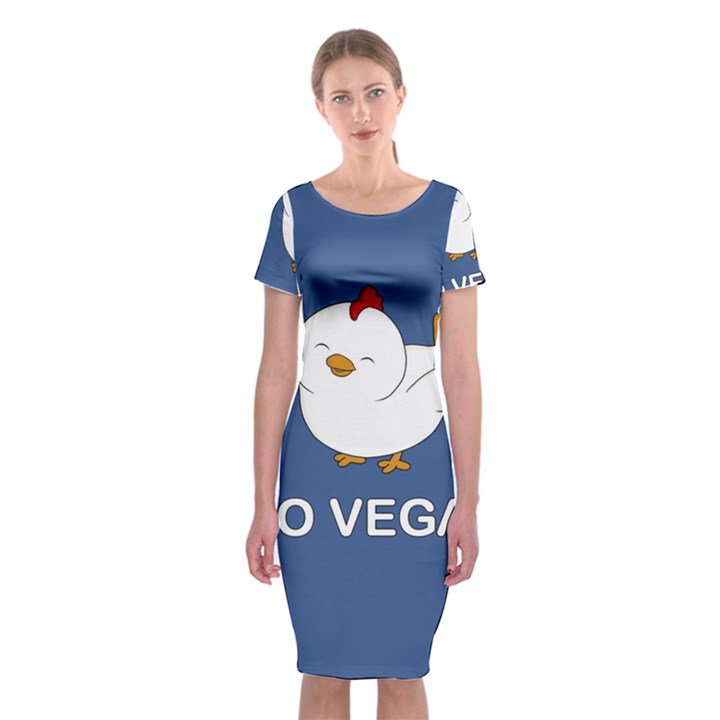 Go Vegan - Cute Chick  Classic Short Sleeve Midi Dress