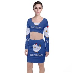 Go Vegan - Cute Chick  Long Sleeve Crop Top & Bodycon Skirt Set