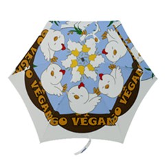 Go Vegan - Cute Chick  Mini Folding Umbrellas by Valentinaart