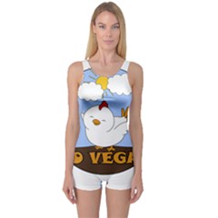 Go Vegan - Cute Chick  One Piece Boyleg Swimsuit by Valentinaart