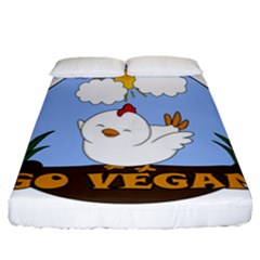 Go Vegan - Cute Chick  Fitted Sheet (california King Size) by Valentinaart