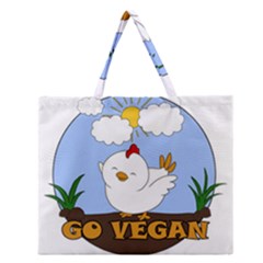 Go Vegan - Cute Chick  Zipper Large Tote Bag by Valentinaart