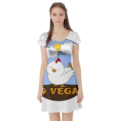 Go Vegan - Cute Chick  Short Sleeve Skater Dress by Valentinaart