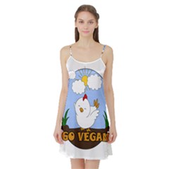 Go Vegan - Cute Chick  Satin Night Slip by Valentinaart