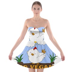 Go Vegan - Cute Chick  Strapless Bra Top Dress by Valentinaart