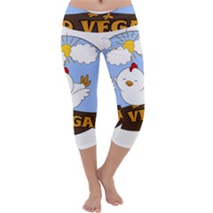 Go Vegan - Cute Chick  Capri Yoga Leggings by Valentinaart