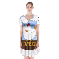 Go Vegan - Cute Chick  Short Sleeve V-neck Flare Dress by Valentinaart