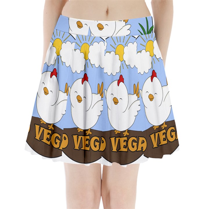 Go Vegan - Cute Chick  Pleated Mini Skirt