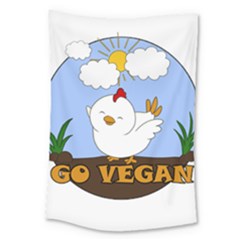 Go Vegan - Cute Chick  Large Tapestry by Valentinaart