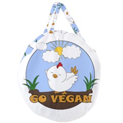 Go Vegan - Cute Chick  Giant Round Zipper Tote by Valentinaart