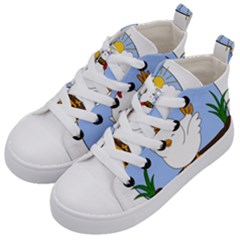 Go Vegan - Cute Chick  Kid s Mid-top Canvas Sneakers by Valentinaart