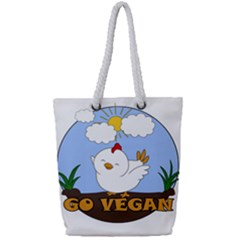 Go Vegan - Cute Chick  Full Print Rope Handle Tote (small) by Valentinaart