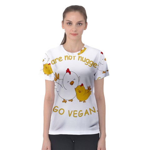 Go Vegan - Cute Chick  Women s Sport Mesh Tee by Valentinaart