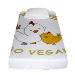 Go Vegan - Cute Chick  Fitted Sheet (single Size) by Valentinaart