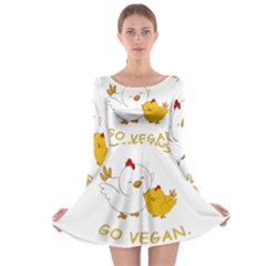 Go Vegan - Cute Chick  Long Sleeve Skater Dress by Valentinaart