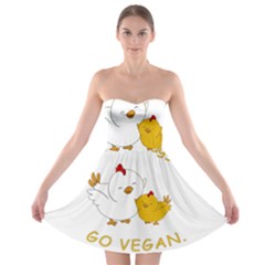 Go Vegan - Cute Chick  Strapless Bra Top Dress by Valentinaart