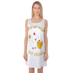 Go Vegan - Cute Chick  Sleeveless Satin Nightdress by Valentinaart