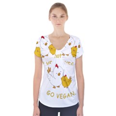 Go Vegan - Cute Chick  Short Sleeve Front Detail Top by Valentinaart