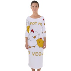 Go Vegan - Cute Chick  Quarter Sleeve Midi Bodycon Dress by Valentinaart