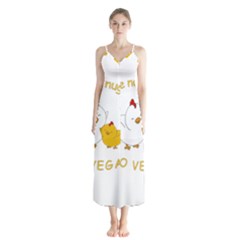 Go Vegan - Cute Chick  Button Up Chiffon Maxi Dress by Valentinaart