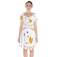 Go Vegan - Cute Chick  Short Sleeve Bardot Dress by Valentinaart