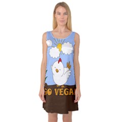 Go Vegan - Cute Chick  Sleeveless Satin Nightdress by Valentinaart