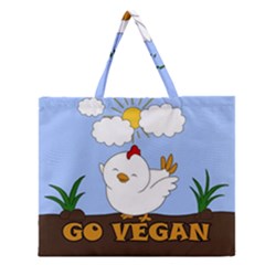 Go Vegan - Cute Chick  Zipper Large Tote Bag by Valentinaart