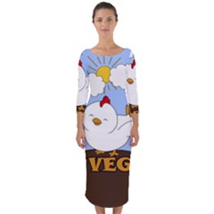 Go Vegan - Cute Chick  Quarter Sleeve Midi Bodycon Dress by Valentinaart