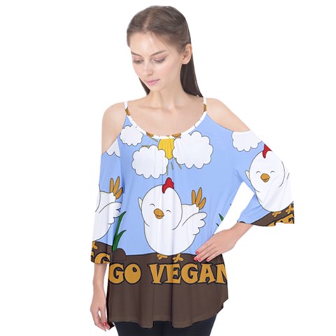 Go Vegan - Cute Chick  Flutter Tees by Valentinaart