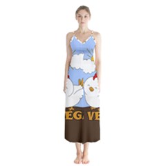 Go Vegan - Cute Chick  Button Up Chiffon Maxi Dress by Valentinaart