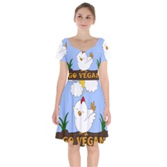 Go Vegan - Cute Chick  Short Sleeve Bardot Dress by Valentinaart