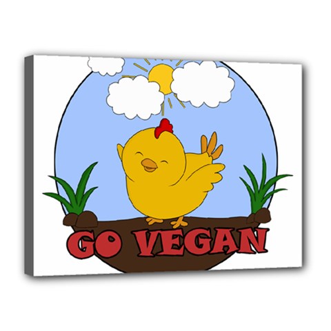 Go Vegan - Cute Chick  Canvas 16  X 12  by Valentinaart