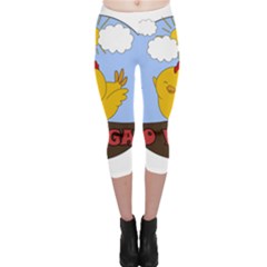 Go Vegan - Cute Chick  Capri Leggings  by Valentinaart