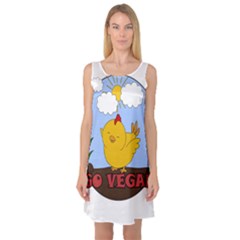 Go Vegan - Cute Chick  Sleeveless Satin Nightdress by Valentinaart