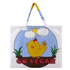 Go Vegan - Cute Chick  Zipper Large Tote Bag by Valentinaart