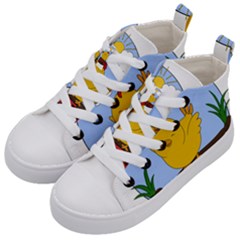 Go Vegan - Cute Chick  Kid s Mid-top Canvas Sneakers by Valentinaart