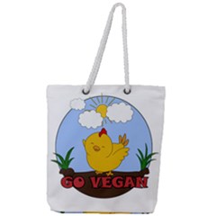 Go Vegan - Cute Chick  Full Print Rope Handle Tote (large) by Valentinaart