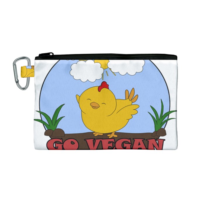 Go Vegan - Cute Chick  Canvas Cosmetic Bag (Medium)