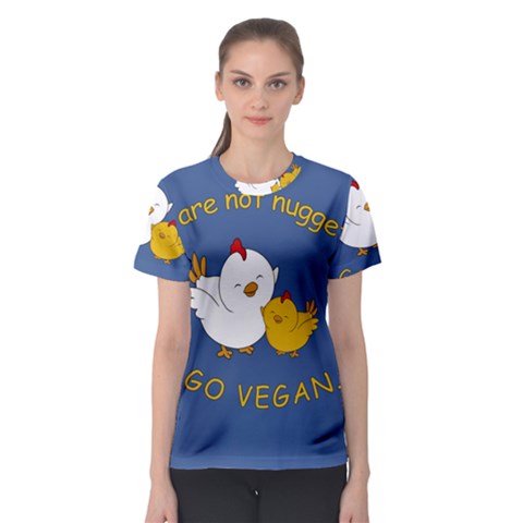 Go Vegan - Cute Chick  Women s Sport Mesh Tee by Valentinaart