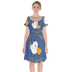 Go Vegan - Cute Chick  Short Sleeve Bardot Dress by Valentinaart