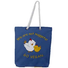 Go Vegan - Cute Chick  Full Print Rope Handle Tote (large) by Valentinaart